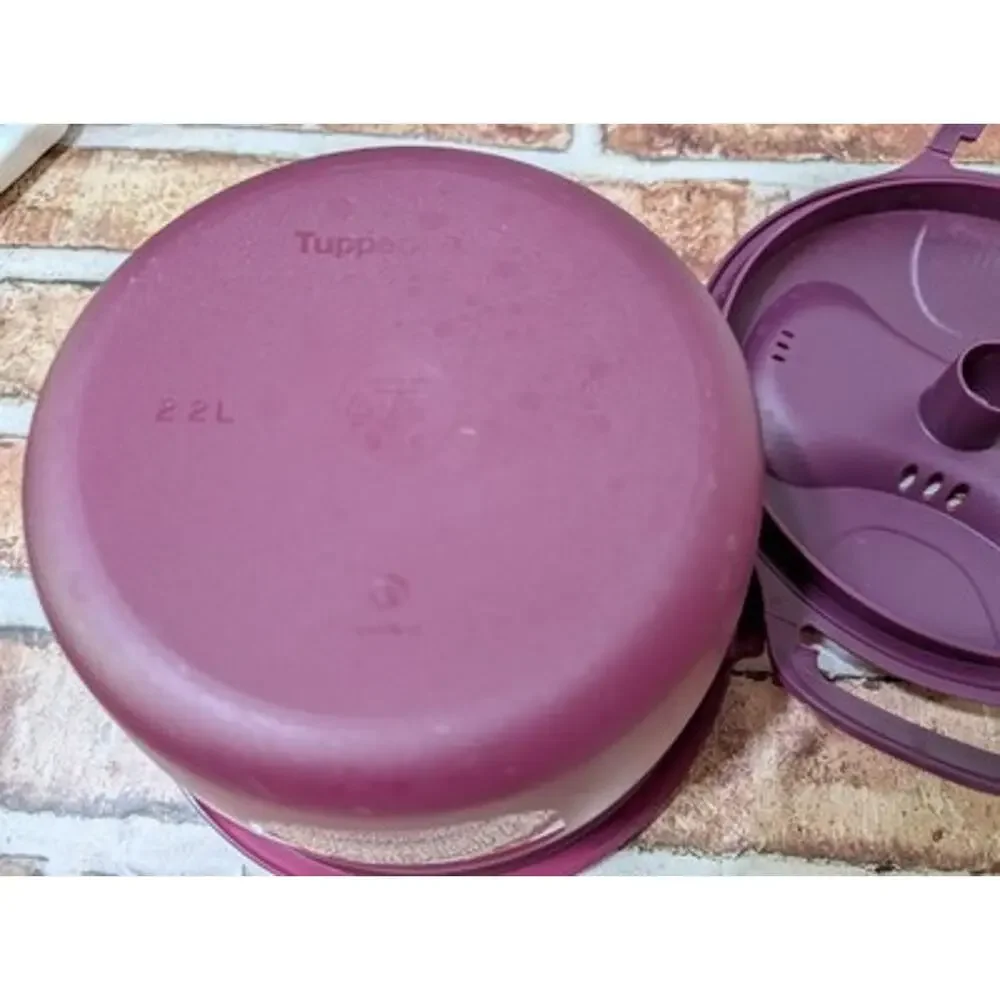 Tupperware Microwave Rice Grain Maker Cooker Steamer 3 Piece Set Purple 2.2L